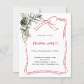 Roter Bogen Kieferngrün Weihnachten Party Einladun (Vorderseite)