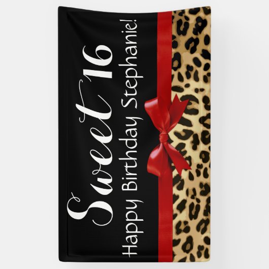 Roter Bogen-Leopard-Druck-Bonbon 16 Banner (Vertikal)