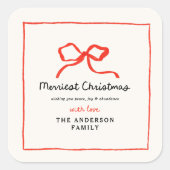 Roter Bogen - Moderne, traditionelle Weihnachtsfei Quadratischer Aufkleber (Vorderseite)