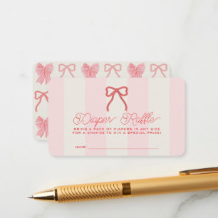Roter Bogen & rosa Streifen Babywindel-Raffle-Tick Begleitkarte