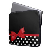 Roter Bogen-Schwarzweiss-Tupfen Laptopschutzhülle (Vorderseite Links)