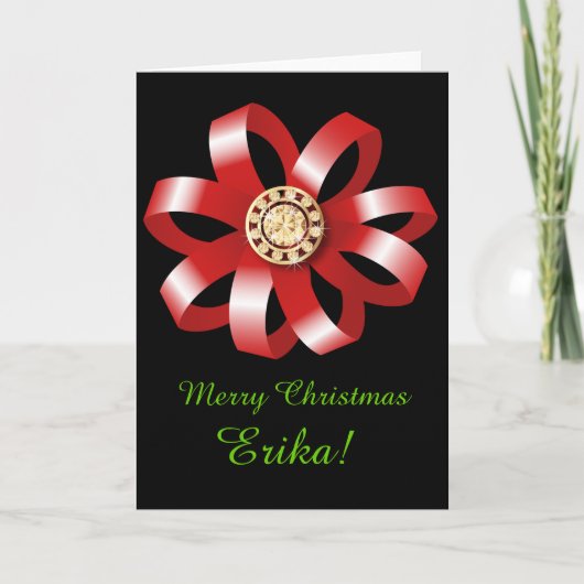 Roter Bogen und Juwelen Weihnachtskarte Feiertagskarte (Vorderseite)