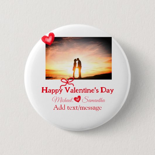 Roter Bogen Valentin Tag hinzufügen Fotoname Herz- Button (Vorderseite)