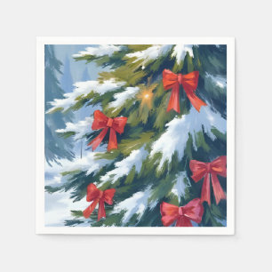 Roter Bogen-Weihnachtsbaum Aquarellmalerei Serviette