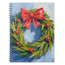 Roter Bogen-Weihnachtskranz | Aquarell Notizblock