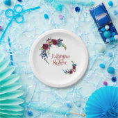 Roter Boho Blumenpapier-Teller Pappteller (Party)