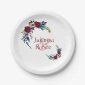 Roter Boho Blumenpapier-Teller Pappteller (Vorderseite)