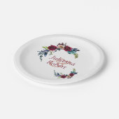 Roter Boho Blumenpapier-Teller Pappteller (Schrägansicht)