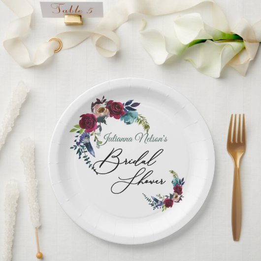 Roter Boho Blumenpapier-Teller Pappteller (Hochzeit)