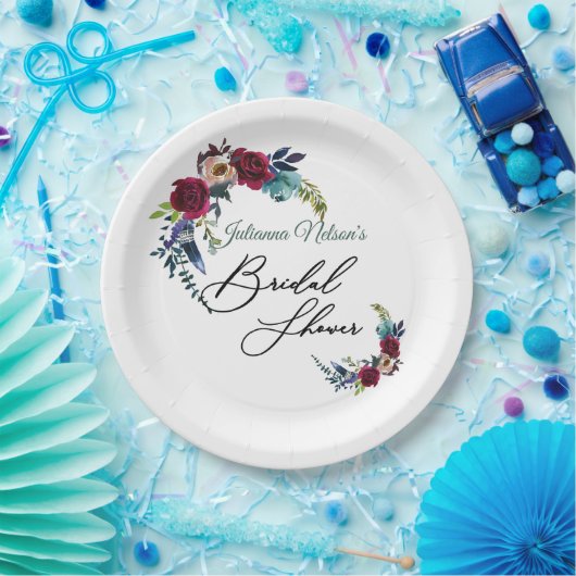 Roter Boho Blumenpapier-Teller Pappteller (Party)