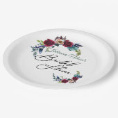 Roter Boho Blumenpapier-Teller Pappteller (Schrägansicht)