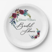 Roter Boho Blumenpapier-Teller Pappteller (Vorderseite)