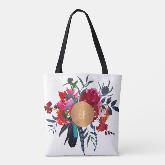 roter Boho-Bouquet-Kupfermonogramm-Trendsetter Tasche (Rückseite)