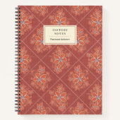 Roter Boho-Chic-Leinen-Textur-Blumen-College-Benut Notizblock (Vorderseite)