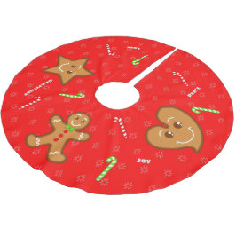 Roter Bonbon XmaS Lebkuchen Pals-Candy Cane Text Polyester Weihnachtsbaumdecke