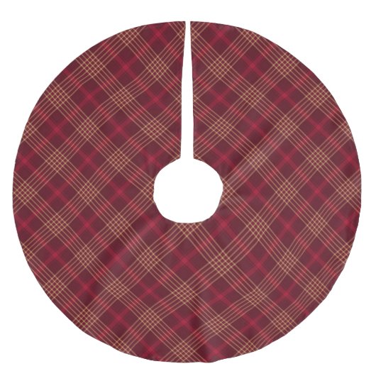 Roter Bordeaux, karierter Diagonalschnitt Polyester Weihnachtsbaumdecke (Vorderseite)