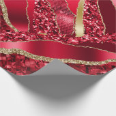 Roter Bordeaux-Pflaumenwein Glitzer metallische Fo Geschenkpapier (Ecke)