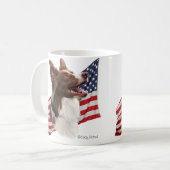 Roter Border-Collie-Kopf und Flagge Kaffeetasse (Vorderseite Links)