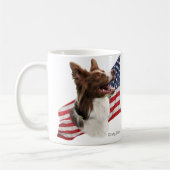 Roter Border-Collie-Kopf und Flagge Kaffeetasse (Links)
