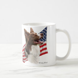 Roter Border-Collie-Kopf und Flagge Kaffeetasse
