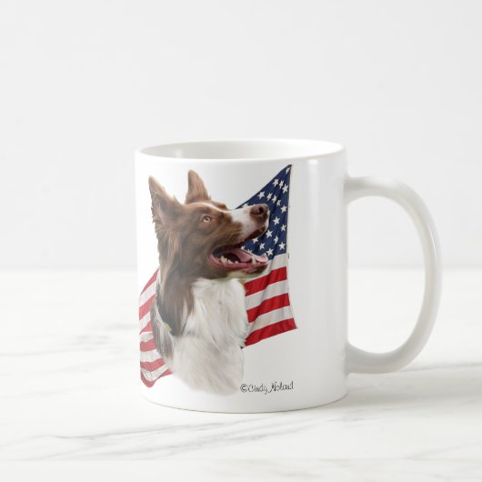 Roter Border-Collie-Kopf und Flagge Kaffeetasse (Rechts)