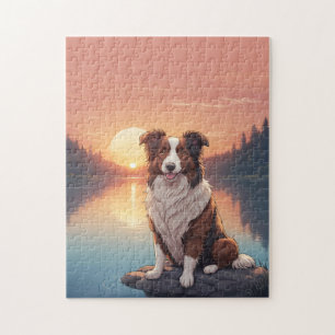Roter Border Collie Puzzle