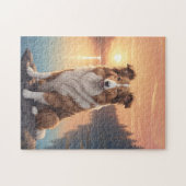 Roter Border Collie Puzzle (Horizontal)