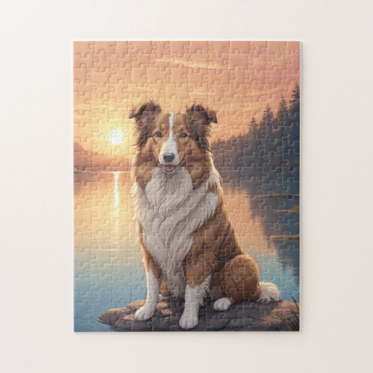 Roter Border Collie Puzzle (Vertikal)