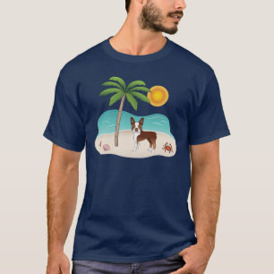 Roter Boston Terrier an einem tropischen Sommerstr T-Shirt