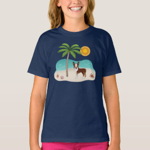 Roter Boston Terrier an einem tropischen Sommerstr T-Shirt