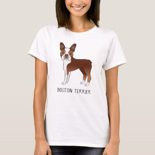 Roter Boston Terrier Süßer Cartoon-Hund & Benutzer T-Shirt