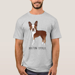 Roter Boston Terrier Süßer Cartoon-Hund & Ihr Text T-Shirt