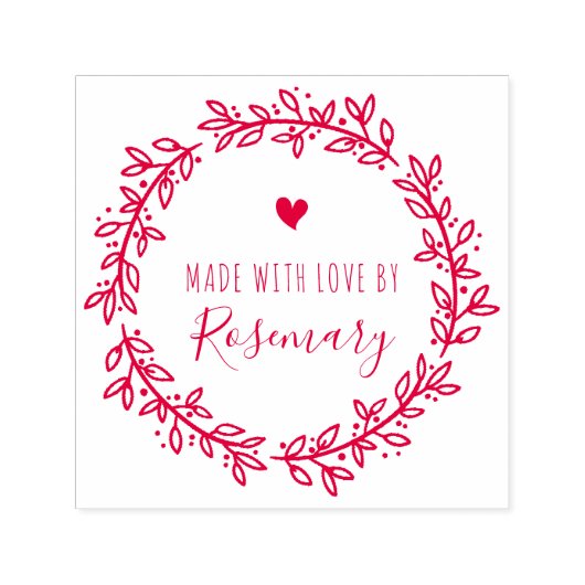 Roter Botanischer Kranz aus Liebe von Permastempel (Design)