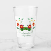 roter botanischer Minimalwert Vintag für sie Glas (Vorderseite)