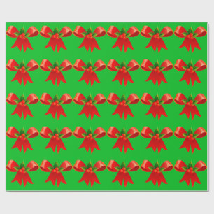 Roter Bow mit Holly Green Wrapping Paper Geschenkpapier