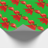 Roter Bow mit Holly Green Wrapping Paper Geschenkpapier (Ecke)