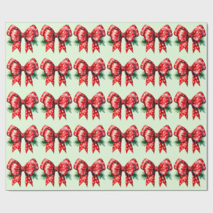 Roter Bow mit Holly Green Wrapping Paper Geschenkpapier