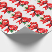 Roter Bow mit Pine-Blätter Weißes Umschlagpapier Geschenkpapier (Ecke)