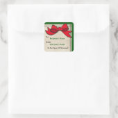 Roter Bow (Personalisiert) bis Weihnachtskleber Quadratischer Aufkleber (Tasche)