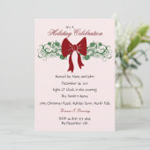 Roter Bow und Grüntöne Party Einladungen (Stehend Vorderseite)