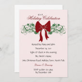 Roter Bow und Grüntöne Party Einladungen (Vorne/Hinten)