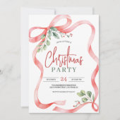 Roter Bow und Holly Berries Einladung (Vorderseite)