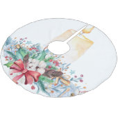 Roter Bow und Kerze Polyester Weihnachtsbaumdecke (Schrägansicht)