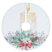 Roter Bow und Kerze Polyester Weihnachtsbaumdecke (Vorderseite)