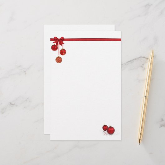 Roter Bow und Zierarbeit Briefpapier (Vorderseite/Rückseite Beispiel)