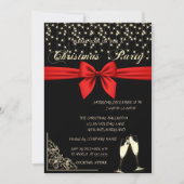 Roter Bow, Weinglas, Weihnachtsgebäck der Black Co Einladung (Vorderseite)