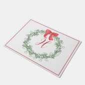 Roter Bow-Wreath-Monogramm Fußmatte (Schrägansicht)