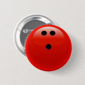 Roter Bowlings-Ball Button (Vorne & Hinten)