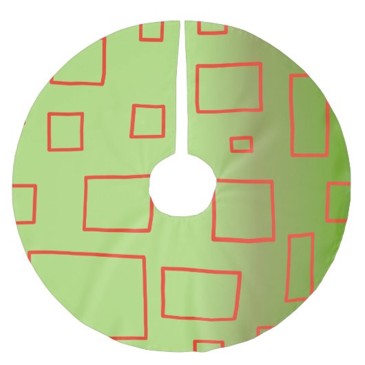 Roter Boxenrock mit grüner Geometrie Polyester Weihnachtsbaumdecke (Vorderseite)