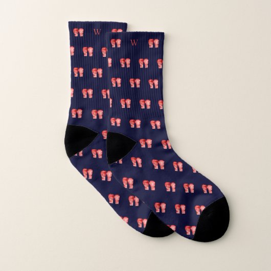 Roter Boxhandschuh Monogram, anfänglich blau Socken (Paar)